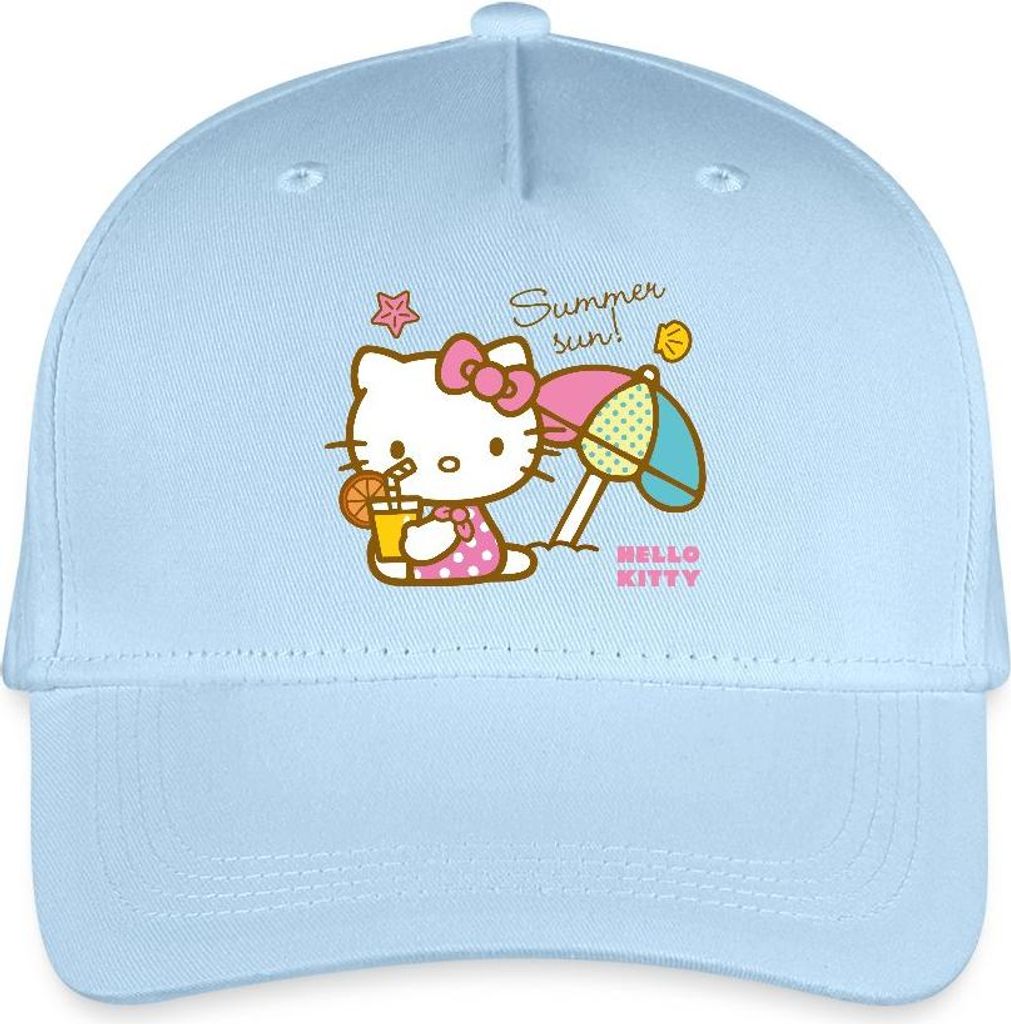Spreadshirt Hello Kitty Am Strand Summer Sun Kinder Bio Basecap, One size, Hellblau