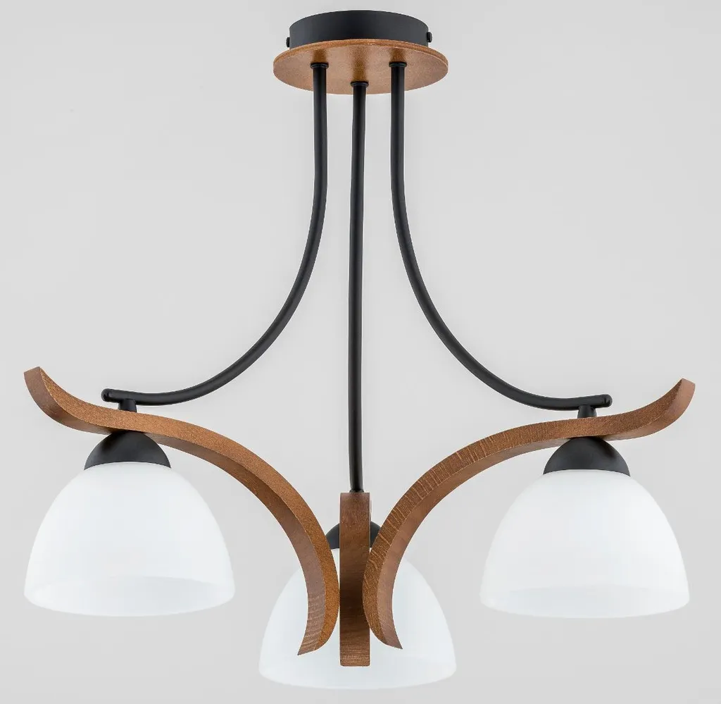 Grand Lustre Suspendu en Bois 3 Lumières Bafia pour Salon Moderne