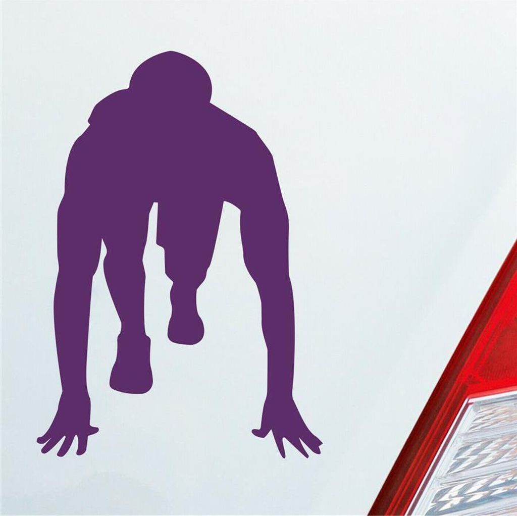 Auto Aufkleber Läufer Marathon 100m Sprinten Jogger Laufen 10x7 cm Lila Sticker Heckscheibenaufkleber