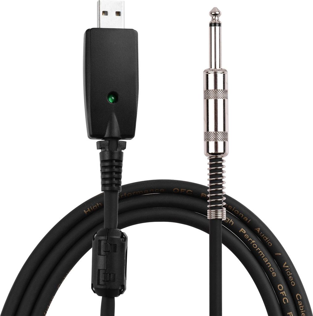 USB audio kábel pre gitaru – USB konektor (samec) na 6,35 Obrázok produktu 