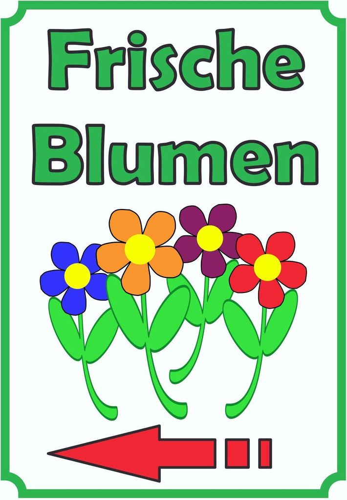 Verkaufsschild Schild BlumenHochkant mit Pfeil links A1 (594x841mm)