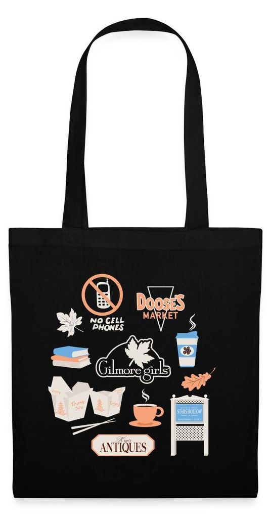 Spreadshirt Gilmore Girls Essentials Collage Pastell Stoffbeutel, One size, Schwarz