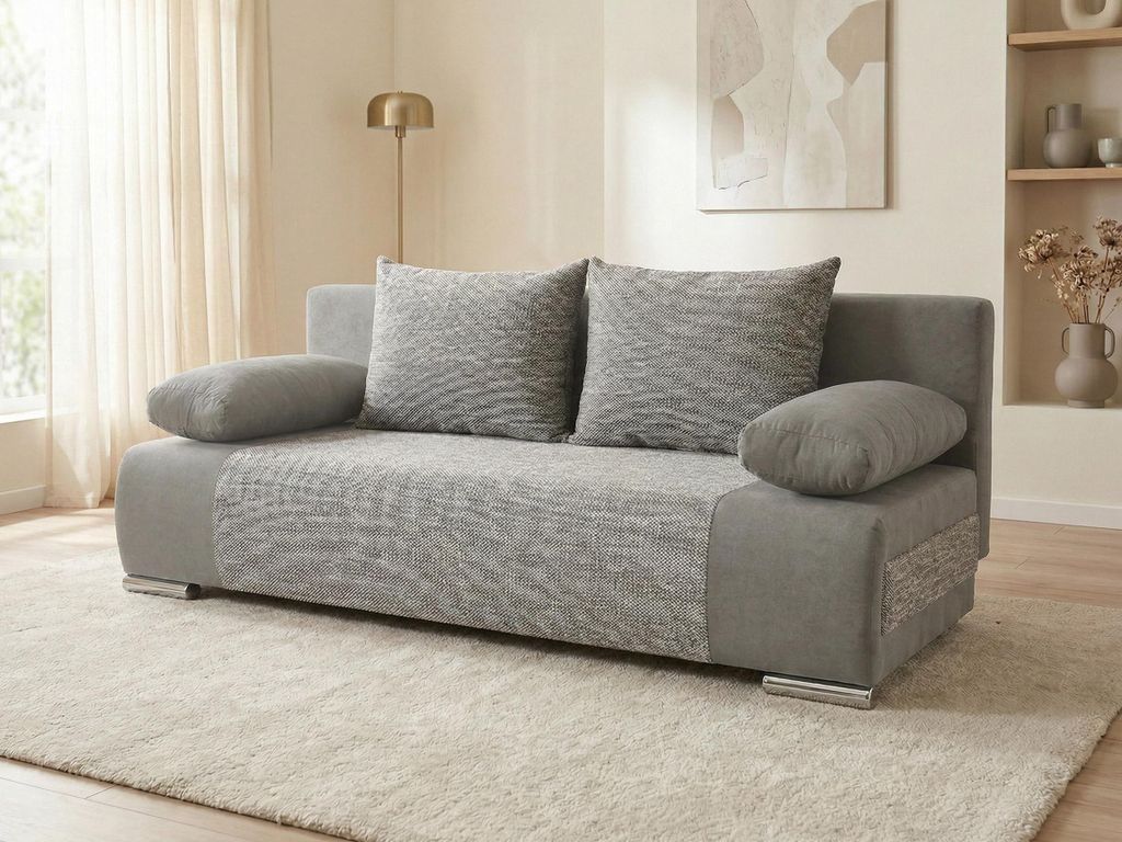Schlafsofa Naki - Sofa mit Schlaffunktion und Bettkasten, Produktbild 