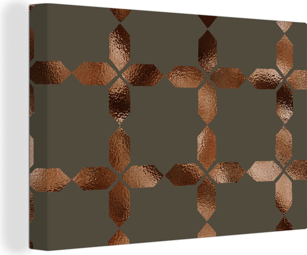 OneMillionCanvasses - Leinwandbilder - 150x100 cm, Muster - Luxus - Bronze - Linie, Wandbilder Kunstdruck Wanddekoration