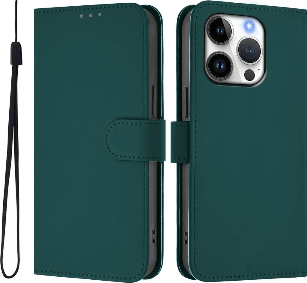 Mobigear Urban Wallet iPhone 16 Pro Hülle Klapphülle Geldbörse - Grün