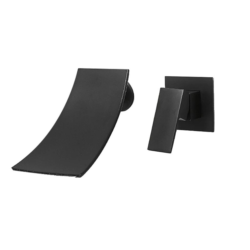 Waschbeckenarmatur, Einhebel, Wandmontage, Matte schwarze B