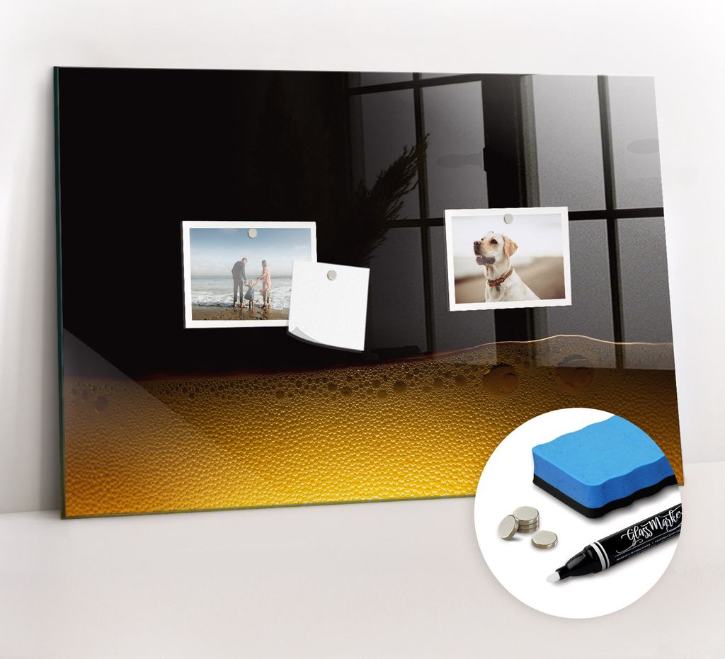 Magnetpinnwand Memoboard - Zubehörsatz - Weißer Marker + Schwamm + Magnete - 60 x 40 cm - Orangensaft