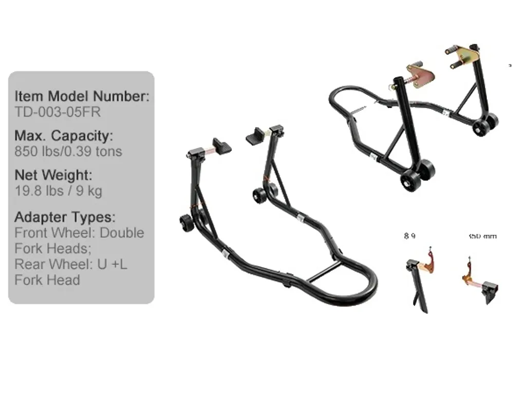 Alza Moto Posteriore Acciaio 385kg | Cavalletto Universale Forcella U L