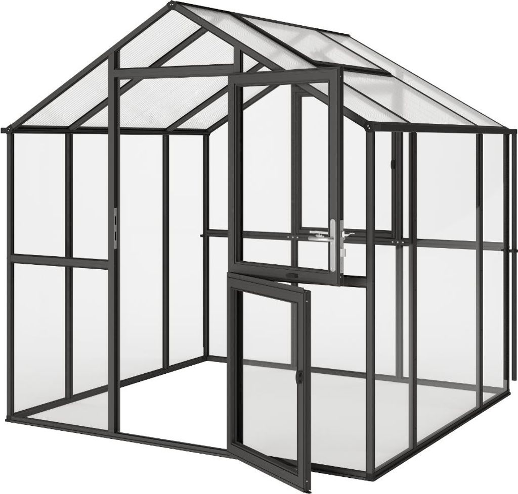 KGT Gewächshaus "Aptasia III small" anthrazit-grau 5,1 m² 4 mm ESG, 10 mm HKP