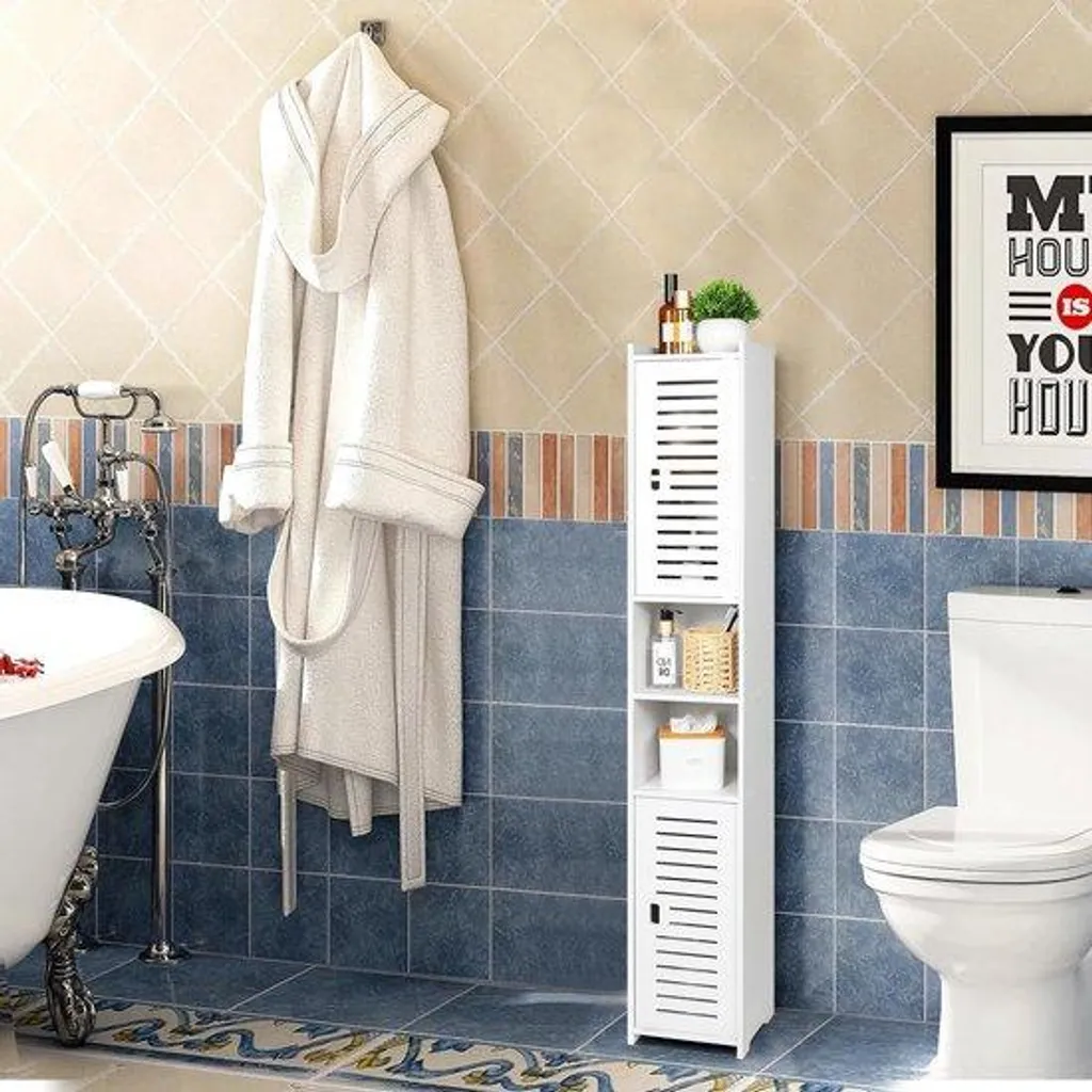 Meuble de salle de bains gain de place contre le désordre des WC