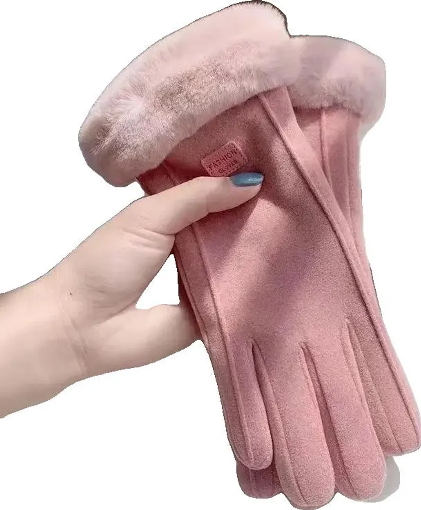 Muffole, pile caldo, compatibile con touchscreen, rosa