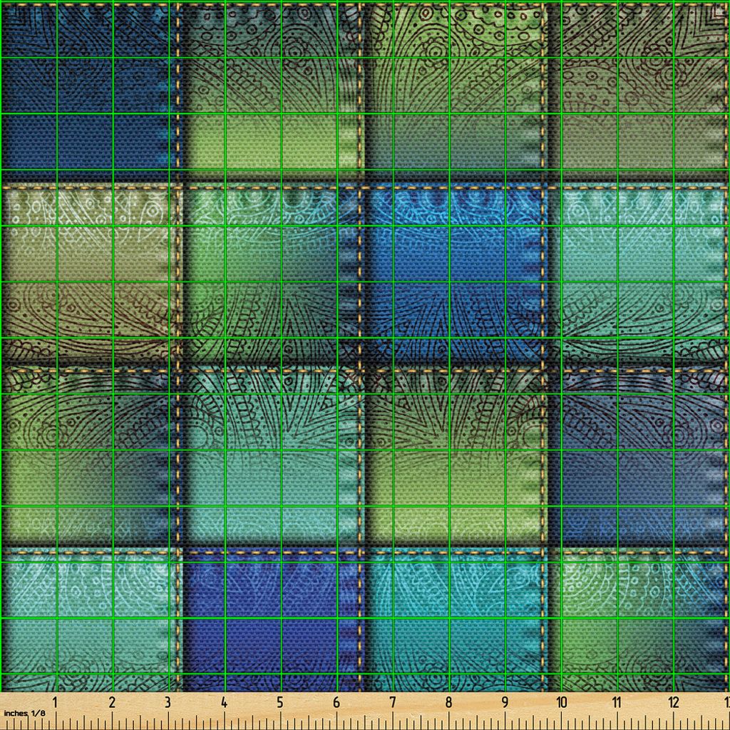 ABAKUHAUS Bunt Gewebe als Meterware, Moderne geometrische böhmische Paisley Details in Square Shaped Kulisse Stücke Artwork, 10 M (148 x 1000 cm)...
