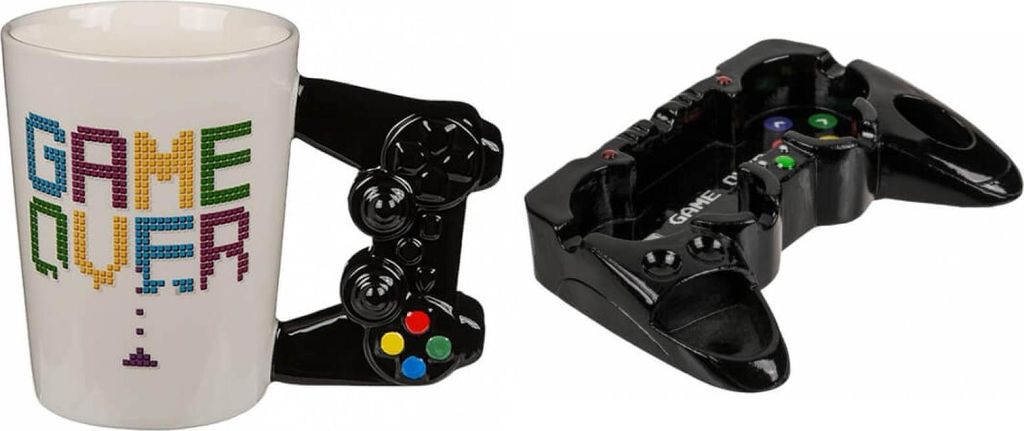 Gamer Set mit Kaffee Tasse Controller Griff und Aschenbecher Spielecontroller Form