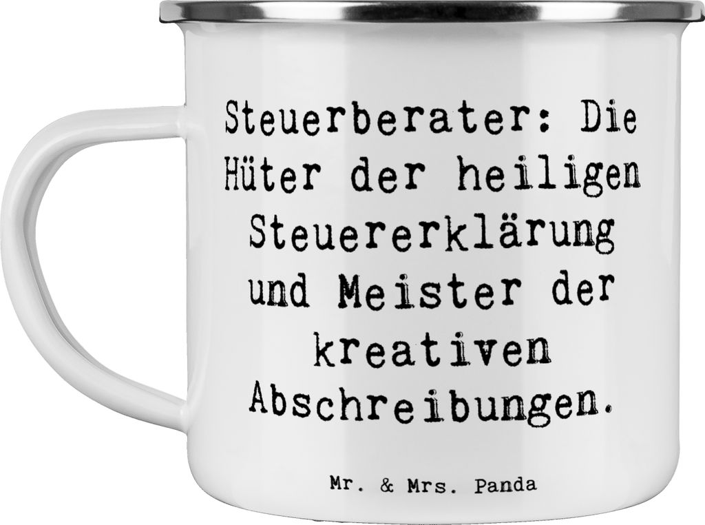 Mr. & Mrs. Panda Emaille Tasse Spruch Steuerberater Helden - Weiß - Geschenk, Meister der Abschreibungen, Steuerwesen, Steuerwelt, Berufsalltag, B...