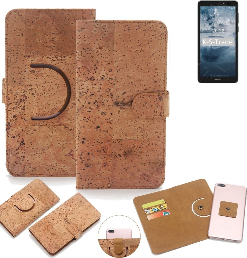 K-S-Trade Handy Hülle Schutz Hülle kompatibel mit Nokia C2 2nd Edition Handyhülle Schutzhülle Korkhülle Kork-Hülle 1x