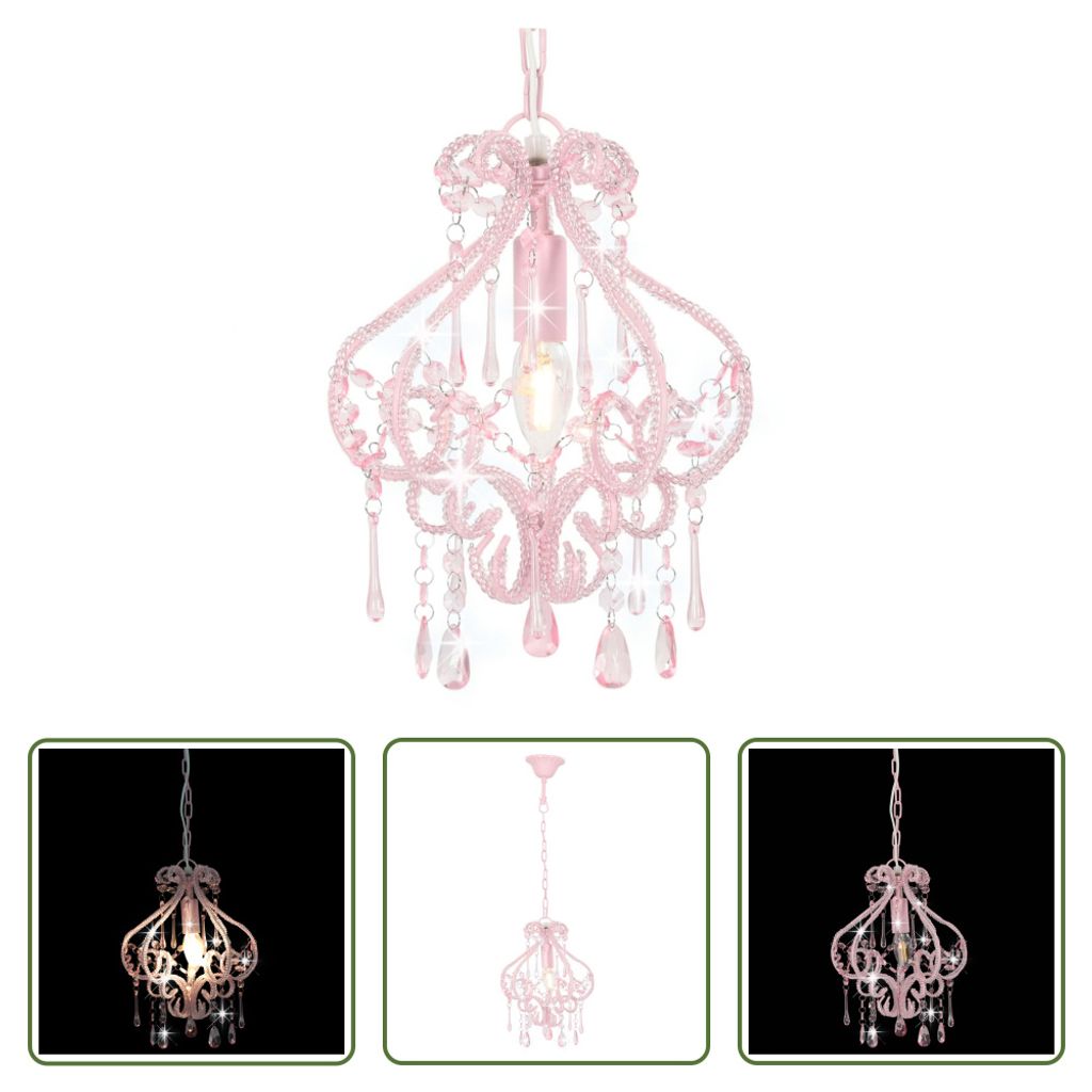 The Living Store Deckenleuchte mit Perlen Rosa Rund E14 Produktbild 
