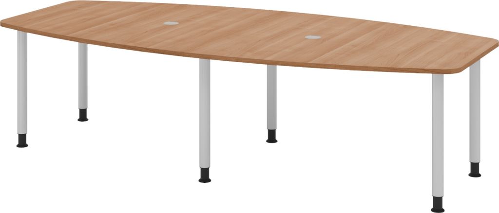 bümö Konferenztisch mittel KT28 - Nachbildung: Nussbaum, tischfuss: Füße in Silber