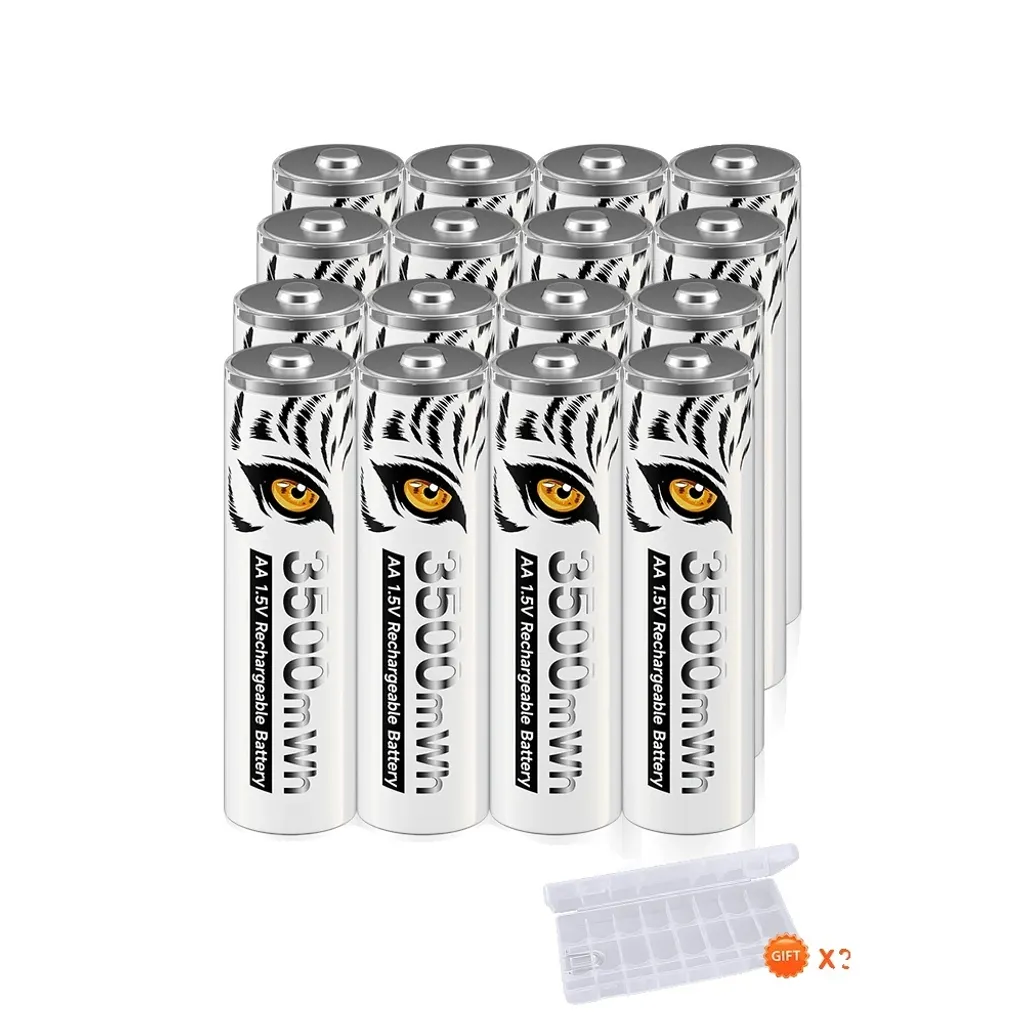 Batterie AA Li-ion 1.5V 16 Pack - Ricarica LCD USB per Fotografia