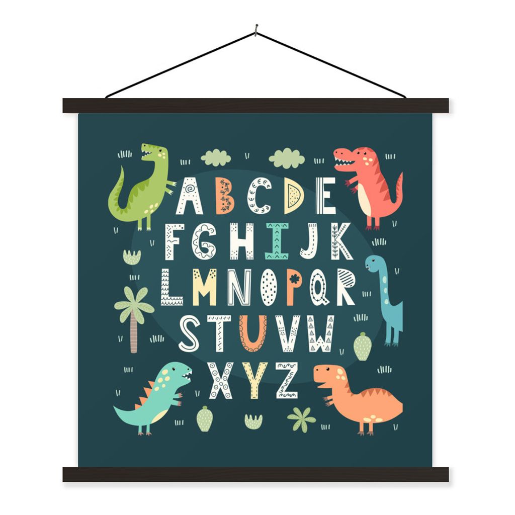 MuchoWow Textilposter Illustriertes Alphabet mit Dinosauriern verziert 40x40 cm mit schwarzem Rahmen - Fotos
