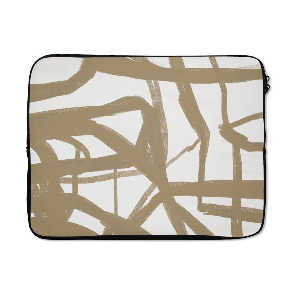 MuchoWow Laptop Hülle 15 Zoll Braun - Weiß - Abstrakt Laptoptasche - Laptoptasche - Sleeve - Rundum-Schutz