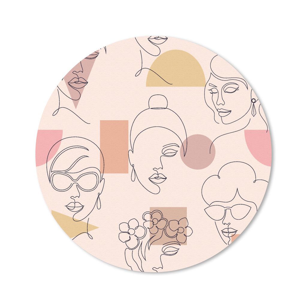 MuchoWow Mauspad Mousepad Strichzeichnungen - Gesicht - Frauen - Muster 50x50 cm - Mousepads - Maus Mat - Pad - Mausunterlage - Vinyl