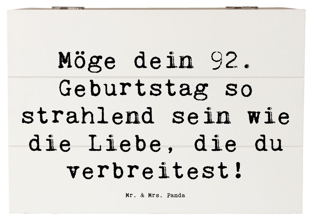 Mr. & Mrs. Panda Geschenkbox Spruch 92. Geburtstag Strahlen 22 x 15 cm - Weiß - Geschenk, besondere Anlässe, Wärme, Dankbarkeit, fotobox, schatz...
