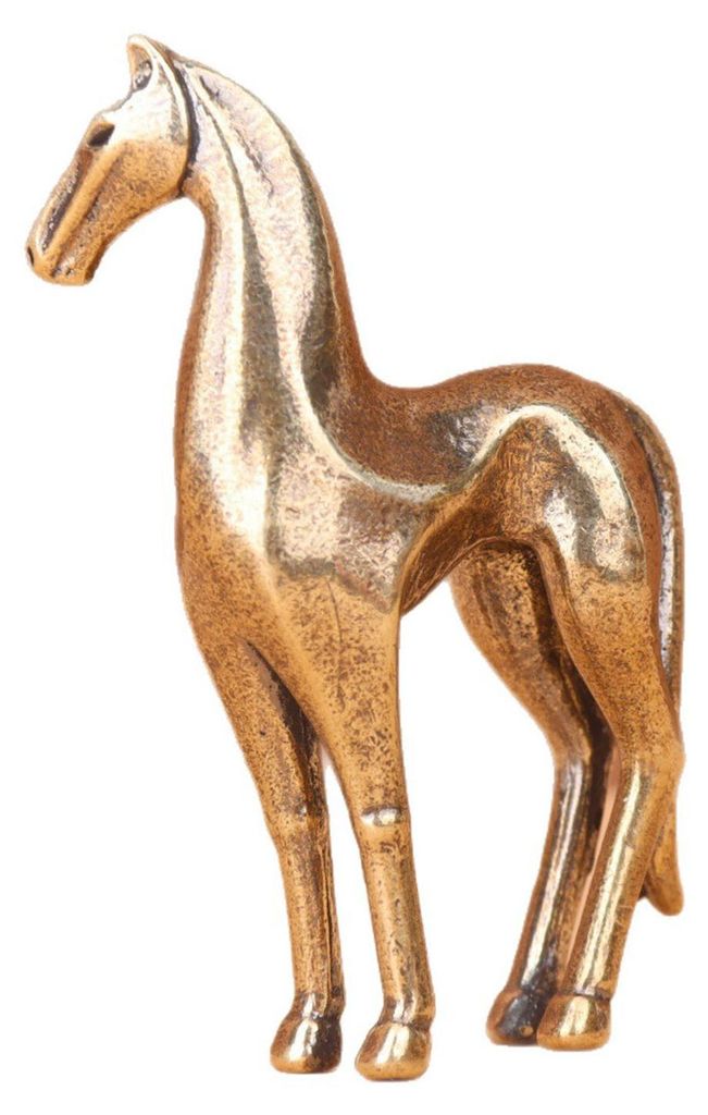 Vintage Mini-Pferdefigur aus Messing, kleines Pferde-Feng-Shui-Ornament, Sammlerstück, Tierstatue für Bürotisch, Schreibtisch, Kaminsims, Teedek...
