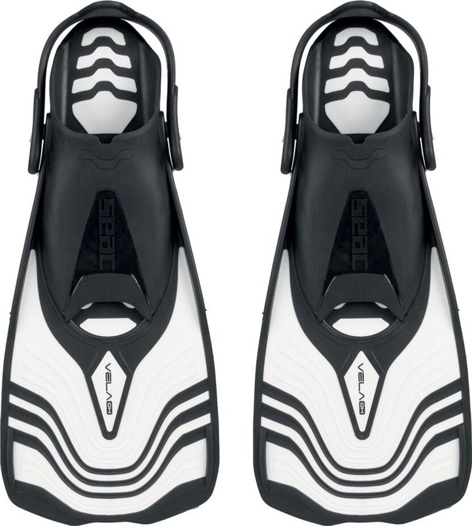 Seacsub Vela Oh Schwimmflossen, kurze Klinge, verstellbar, offene Fußflosse, Weiß, XS-S