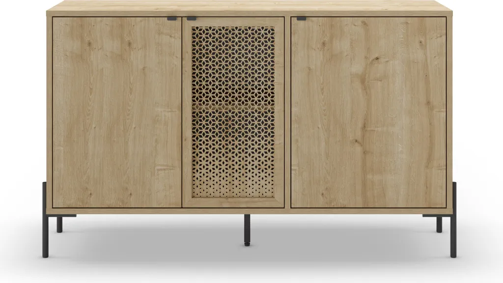 Buffet 3 Portes Inca CALICOSY avec Pieds en Métal Noir L120 cm