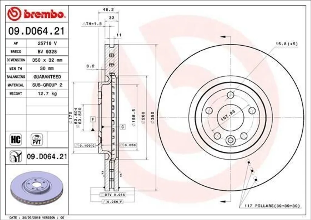 Disque de Frein BREMBO avec Technologie Haute Teneur en Carbone T4A2343