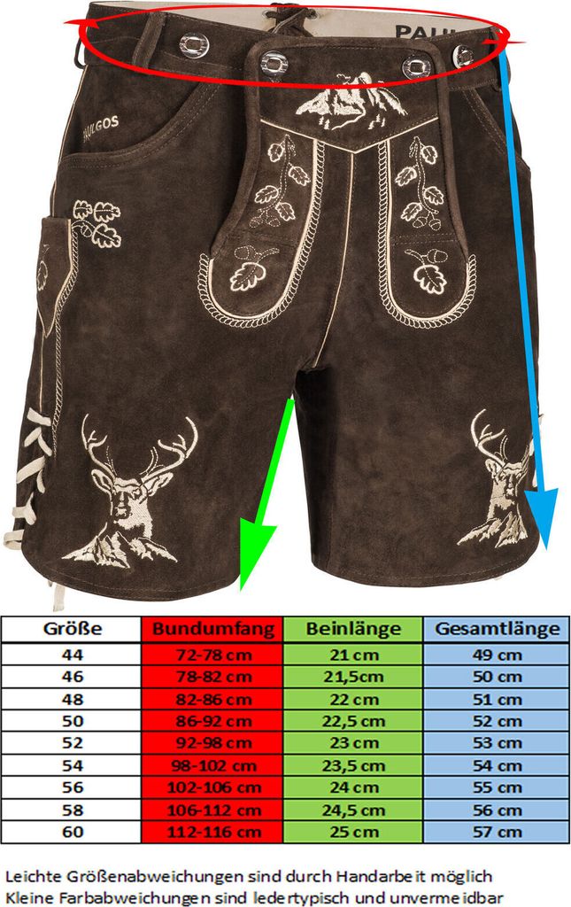 PAULGOS Herren Trachten Lederhose Kurz - HK4 - Echtes Leder Produktbild 4