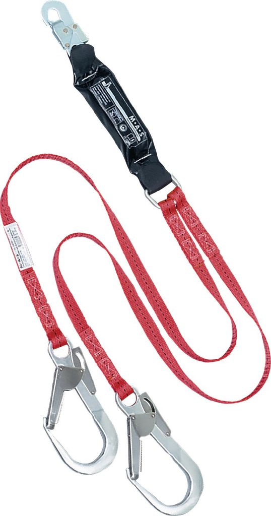 M.A.S. Bandfalldämpfer Länge 1500mm EN354 EN 355 mit Rohrhaken-W.65mm Gurtband-Breite 27mm - 654151