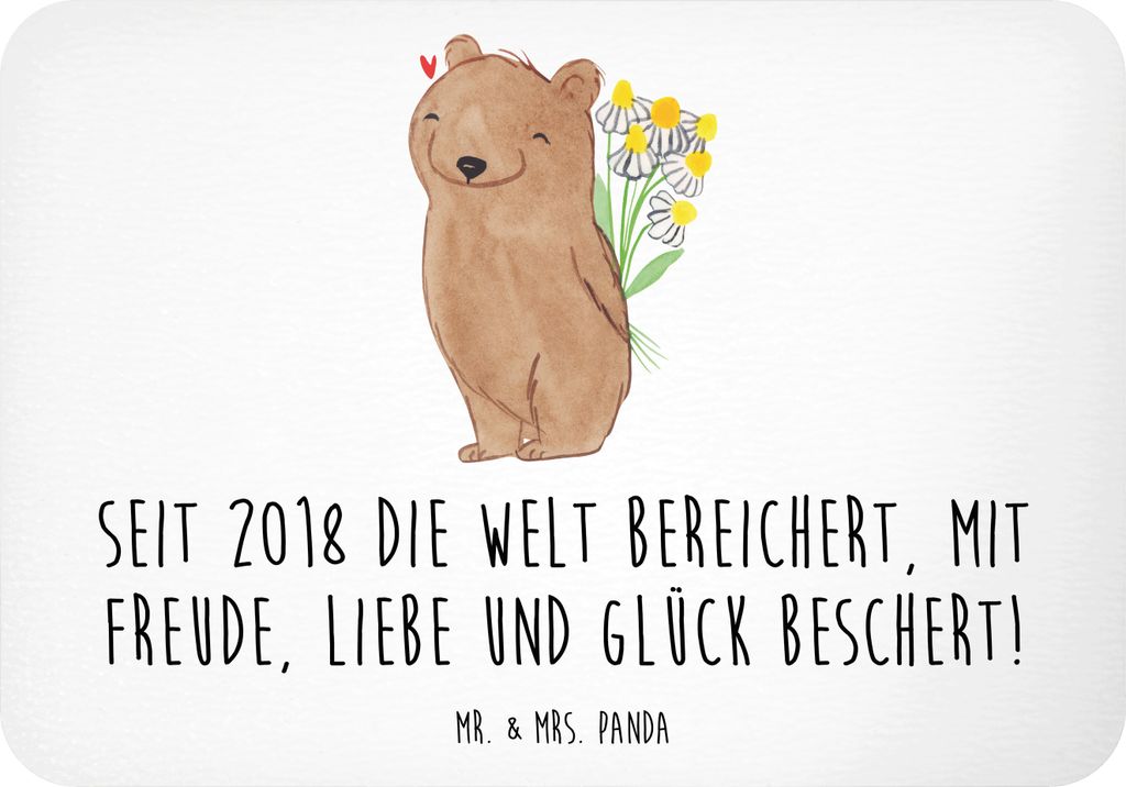 Mr. & Mrs. Panda magnet 2018 Geburtstag - Weiß - Geschenk, zettelhalter, Geburtsjahr, Geburt, haftmagnet, Glück, Jahr, Happy Birthday, whiteboard...