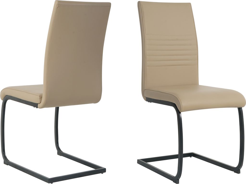 Möbilia Freischwinger-Stuhl 2er Set | Kunstleder | Freischwingergestell | B 42 x T 59 x H 97 cm | taupe – schwarz | 21020060 | Serie STUHL