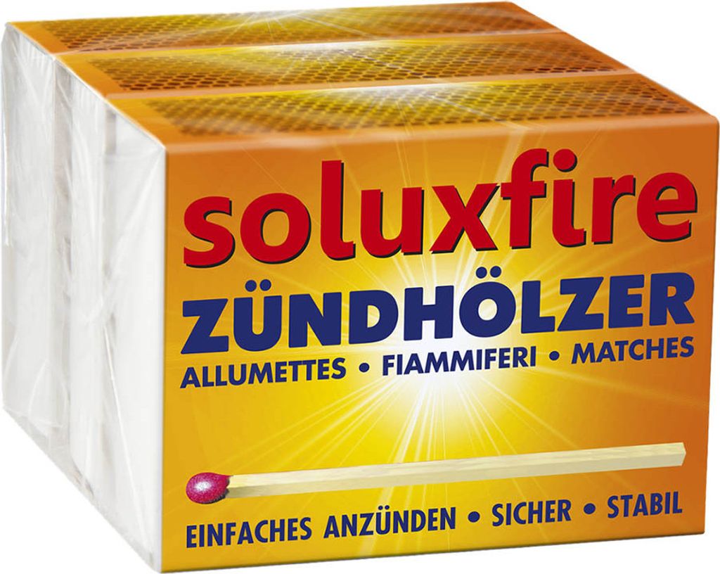 A package of matches with a bright, sunny design.