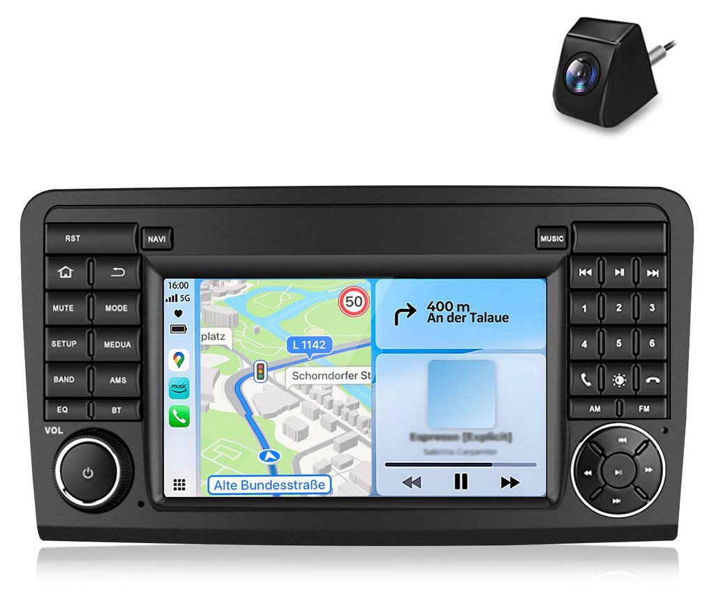 7 Zoll 2+32GB Android Autoradio für Mercedes Benz W164 GL320 ML350 X164 Wireless CarPlay Android Auto WiFi GPS Navi RDS DSP DAB+ Bluetooth