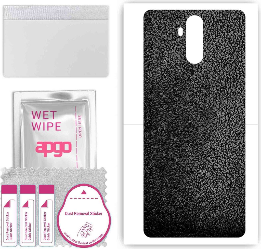 apgo Rückseite Schutzfolie, Skin, kompatibel mit Oukitel K6, Hinten Displayschutzfolie aus Vinylfolie, kratzfest, einfache Montage - Schwarzes Leder