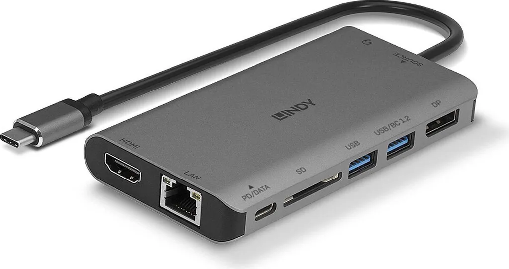 Lindy DST-Mini XT Mini Dock USB-C 4K HDMI DP PD 100W, Noir - 2