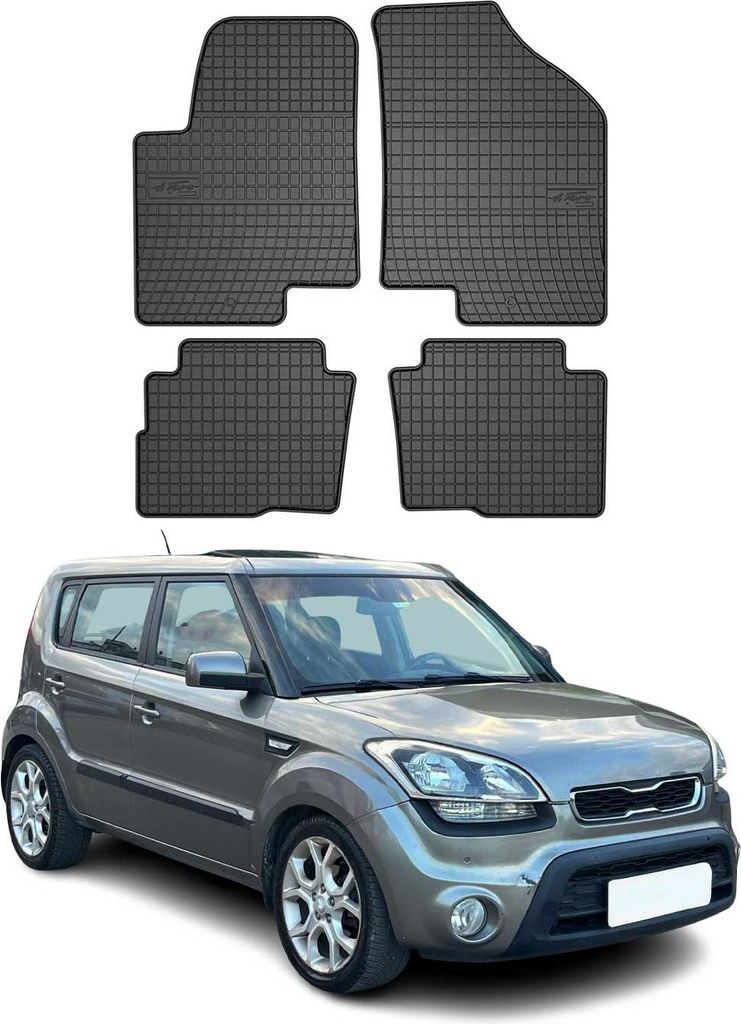 OMAC Gummi Fußmatten für Kia Soul 2009-2013 Automatten Gummi Schwarz 4tlg