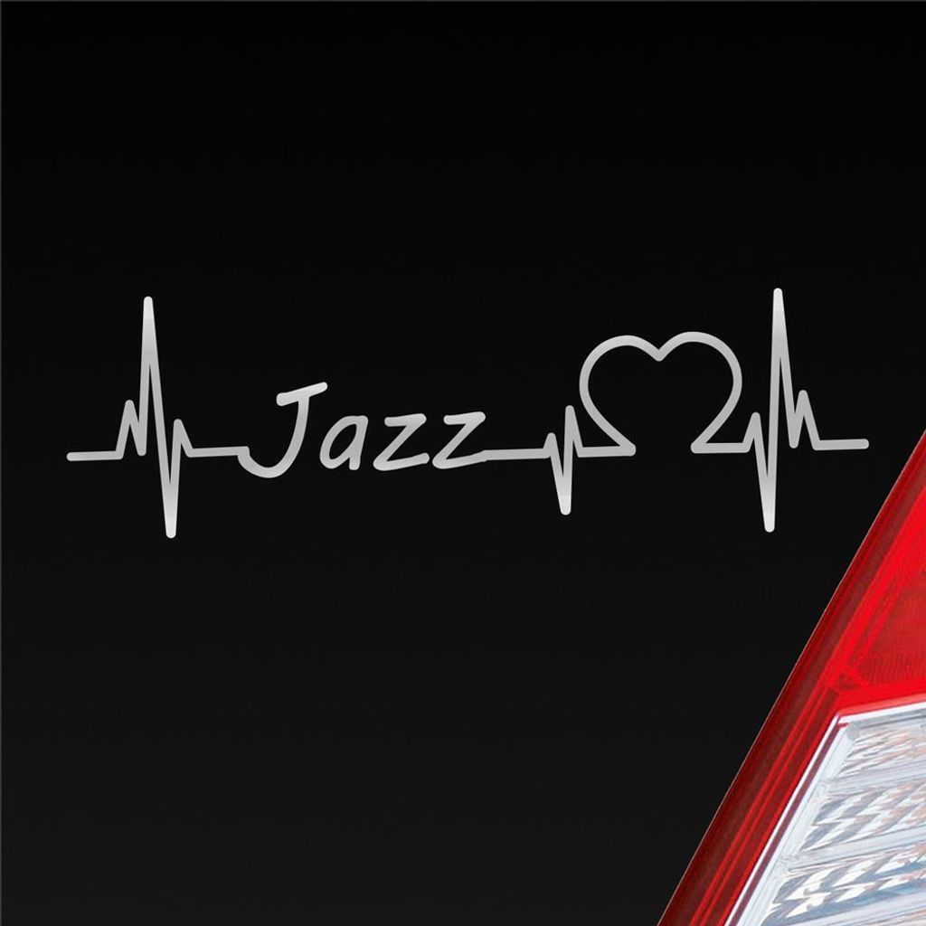 Auto Aufkleber Jazz Puls Herzschlag 19x6 cm Silber Sticker Heckscheibenaufkleber