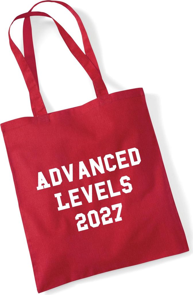 Huuraa Jutebeutel Advanced Levels 2027 Abschluss Großbritannien 10 Liter Classic Red Baumwolle Tasche Geschenkidee