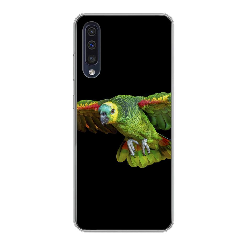 MuchoWow Handyhülle Schutzhülle Hülle für Samsung Galaxy A30s Papagei - Vogel - Federn Silikon Softcase Handy Hülle - Karteninhaber