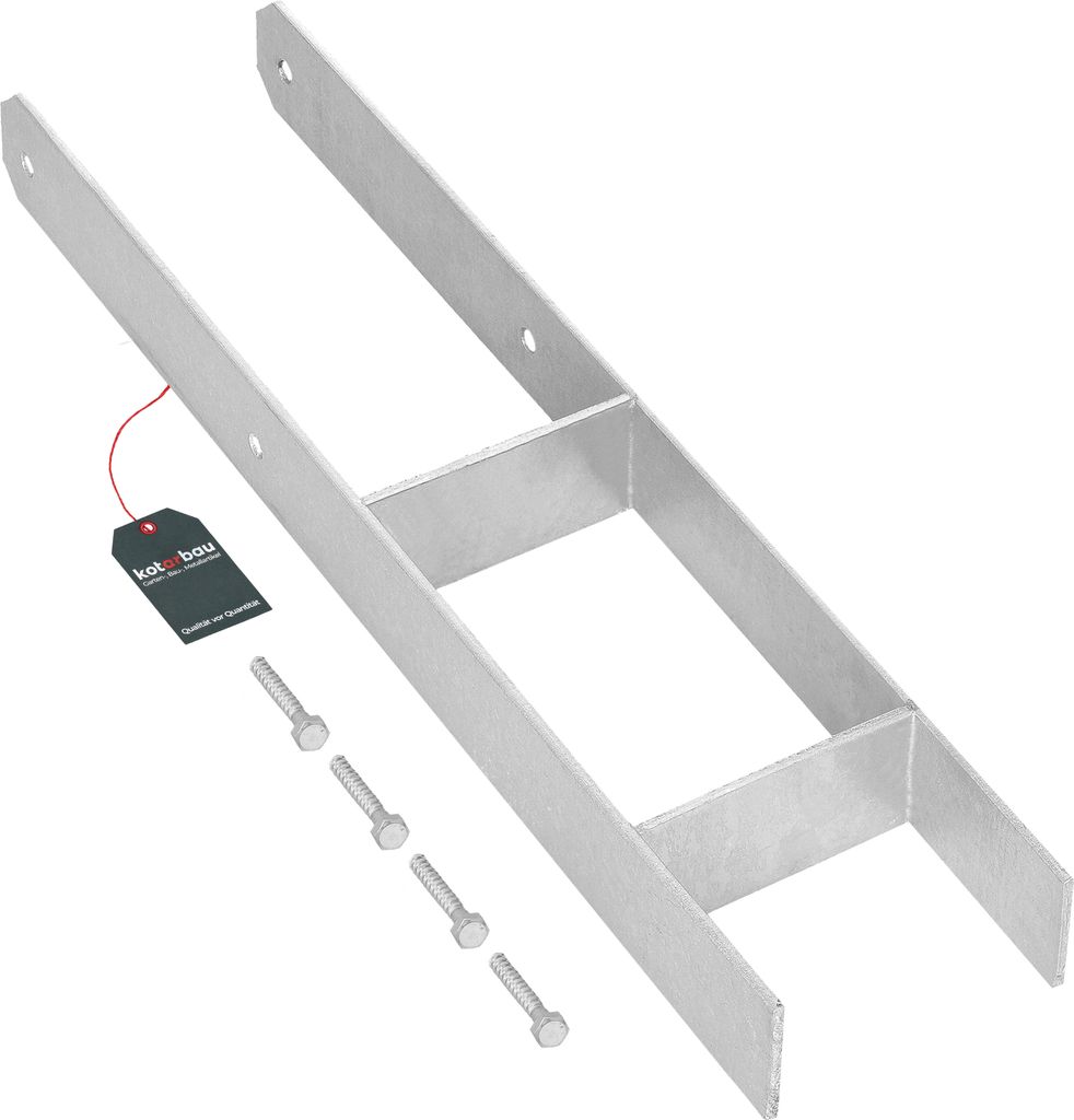KOTARBAU H-Pfostenträger Feuerverzinkt für Beton Breite 121 mm Gesamthöhe 600 mm Materialstärke 5 mm für 120 mm Pfosten H-anker Pfostenanker...