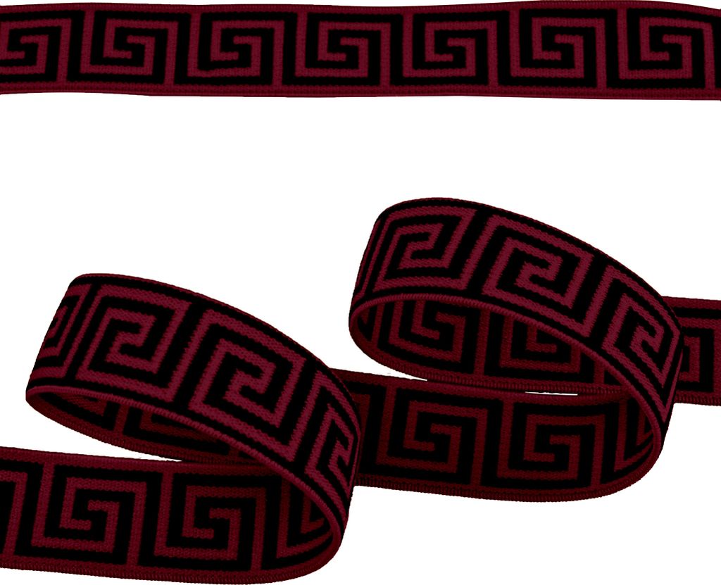 Gummiband mit griechischen Muster ab 1m x 25mm beidseitig Gummilitze Elastisch