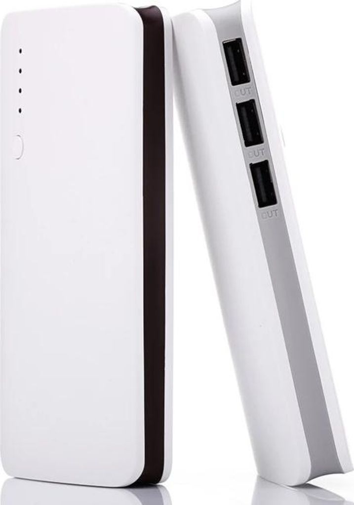 Powerbank Extern 15000mAh mit 3-Port USB für Handys, Tablets, BT Kopfhörer Black/White