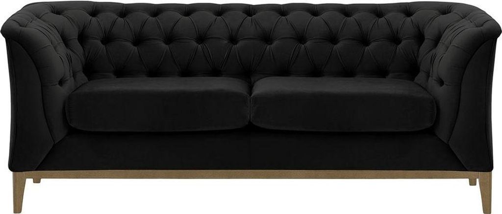 Zweisitzer-Sofa Chesterfield Modern Wood aus medizinischem Schaumstoff-Velluto 20-wax black