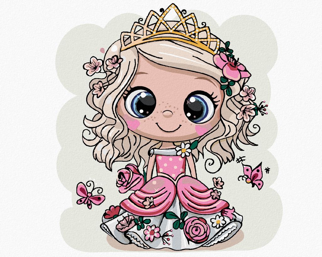 Zuty - Malen nach Zahlen - MÄDCHEN PRINZESSIN MIT SCHMETTERLINGEN, 40x50 cm, ohne Keilrahmen