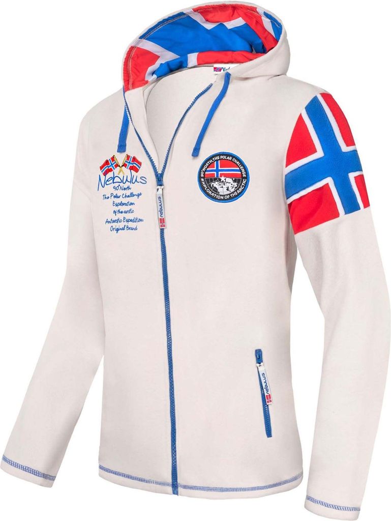 Nebulus Fleecejacke KINLEY Herren, warme Fleece Jacke, mit langem Full-Zip Reißverschluss, Q1736 - Herren, weiß, S