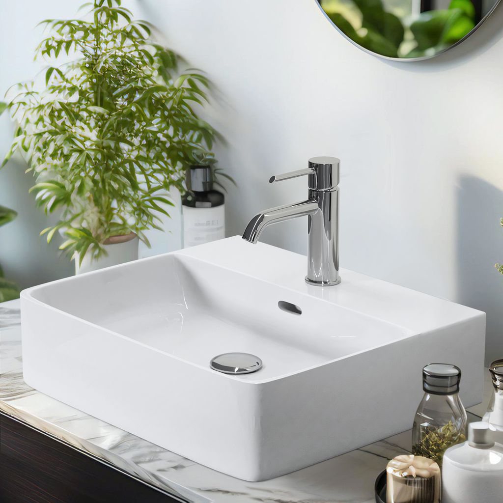 EMKE Keramik Aufsatzwaschbecken Waschbecken Eckiger Produktbild