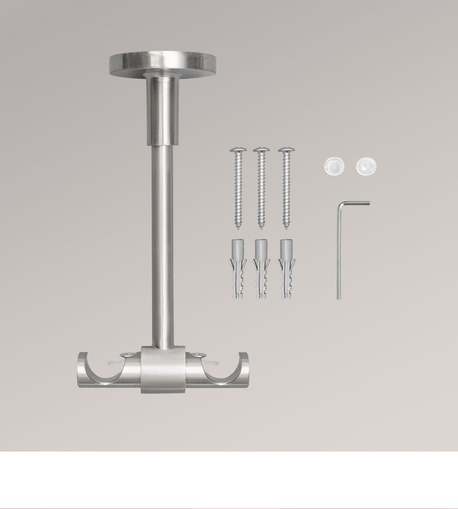 LYSEL Universal Deckenträger offen Topaz für Stangen Ø 16mm Edelstahl-Optik